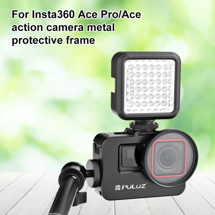 For Insta360 Ace Pro / Ace PULUZ Metal Cage Adapter Frame with 52mm UV Filter & Adapter Ring (Black) - Mount & Holder by PULUZ | Online Shopping UK | buy2fix