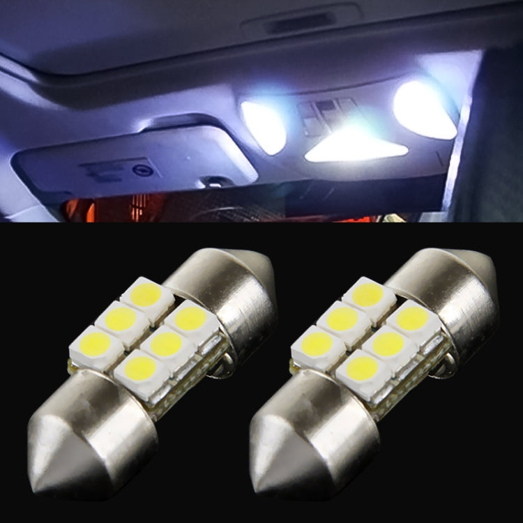 2 PCS 31mm 6 LED 5050 SMD Car Reading Light Bulb(White Light) - Dome Lights by buy2fix | Online Shopping UK | buy2fix