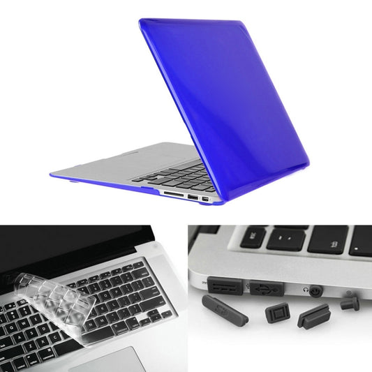 ENKAY for Macbook Air 11.6 inch (US Version) / A1370 / A1465 Hat-Prince 3 in 1 Crystal Hard Shell Plastic Protective Case with Keyboard Guard & Port Dust Plug(Dark Blue) - MacBook Air Cases by ENKAY | Online Shopping UK | buy2fix