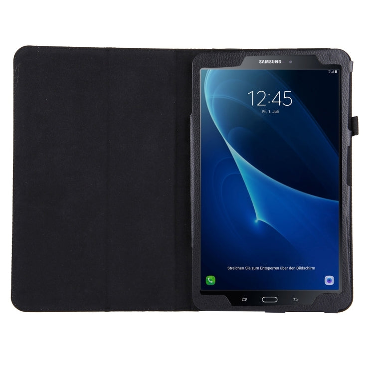 For Galaxy Tab A 10.1 / T580 Litchi Texture Magnetic Horizontal Flip Leather Case with Holder & Sleep / Wake-up Function(Black) - Tab A 10.1 by buy2fix | Online Shopping UK | buy2fix