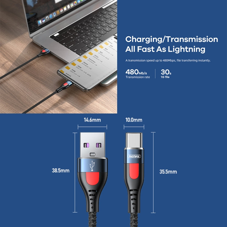 REMAX RC-188a Lesu Pro 1m 5A USB to USB-C / Type-C Aluminum Alloy Braid Fast Charging Data Cable(Black) - USB-C & Type-C Cable by REMAX | Online Shopping UK | buy2fix