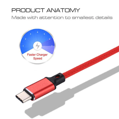 1m 2A Output USB to USB-C / Type-C Nylon Weave Style Data Sync Charging Cable(Red) - USB-C & Type-C Cable by buy2fix | Online Shopping UK | buy2fix