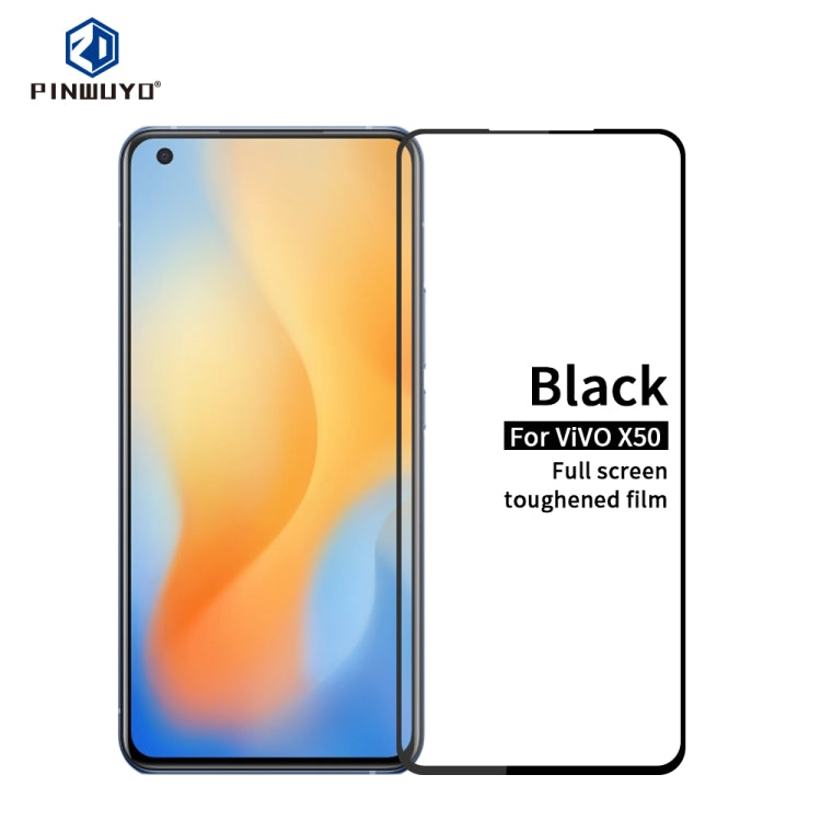 For vivo X50 PINWUYO 9H 2.5D Full Screen Tempered Glass Film(Black) - vivo Tempered Glass by PINWUYO | Online Shopping UK | buy2fix