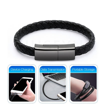 XJ-27 3A USB to USB-C / Type-C Creative Bracelet Data Cable, Cable Length: 22.5cm(Black) - Multifunctional Cable by buy2fix | Online Shopping UK | buy2fix