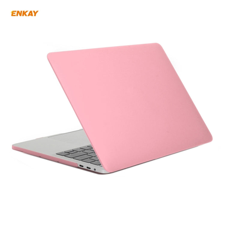 ENKAY 3 in 1 Matte Laptop Protective Case + EU Version TPU Keyboard Film + Anti-dust Plugs Set for MacBook Pro 13.3 inch A1706 / A1989 / A2159 (with Touch Bar)(Pink) - MacBook Pro Cases by ENKAY | Online Shopping UK | buy2fix