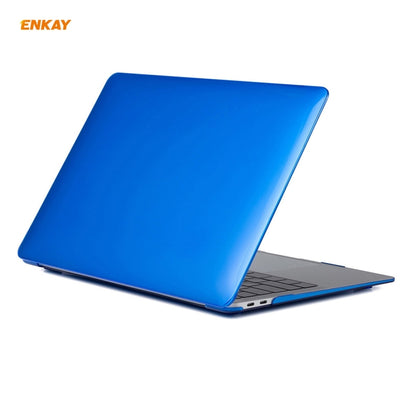 For MacBook Air 13.3 inch A1932 2018 ENKAY 3 in 1 Crystal Laptop Protective Case and EU Version TPU Keyboard Film and Anti-dust Plugs Set(Dark Blue) - MacBook Air Cases by ENKAY | Online Shopping UK | buy2fix