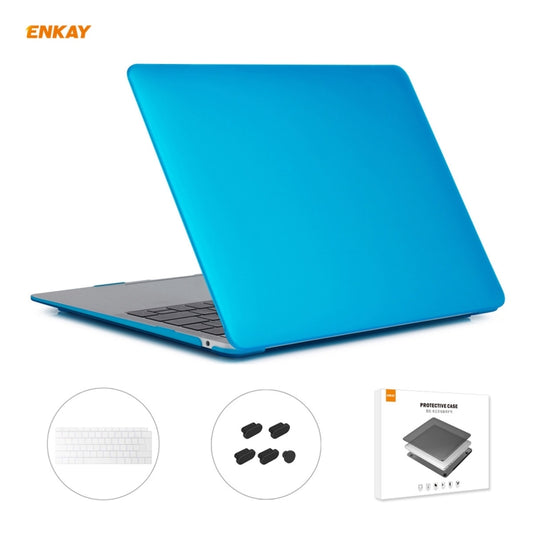 ENKAY 3 in 1 Matte Laptop Protective Case + EU Version TPU Keyboard Film + Anti-dust Plugs Set for MacBook Air 13.3 inch A1932 (2018)(Light Blue) - MacBook Air Cases by ENKAY | Online Shopping UK | buy2fix