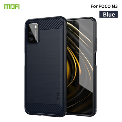 For Xiaomi Poco M3 / Redmi 9T MOFI Gentleness Series Brushed Texture Carbon Fiber Soft TPU Case(Blue) - Xiaomi Cases by MOFI | Online Shopping UK | buy2fix