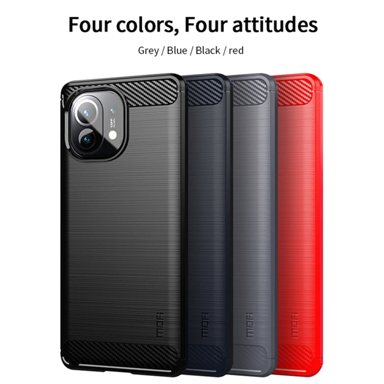 For Xiaomi Mi 11 MOFI Gentleness Series Brushed Texture Carbon Fiber Soft TPU Case(Grey) - Xiaomi Cases by MOFI | Online Shopping UK | buy2fix