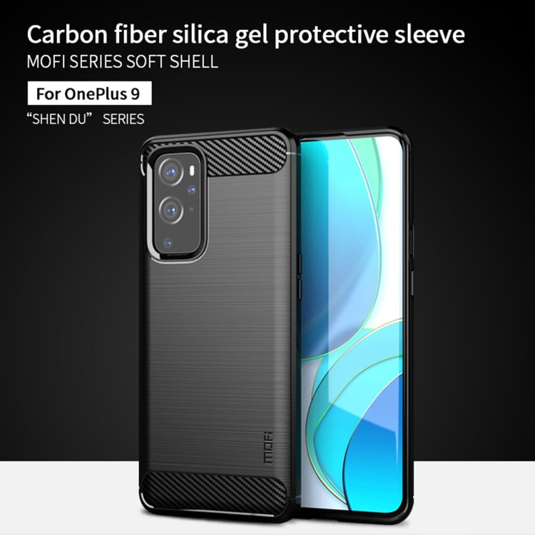 For OnePlus 9 MOFI Gentleness Series Brushed Texture Carbon Fiber Soft TPU Case(Blue) - OnePlus Cases by MOFI | Online Shopping UK | buy2fix