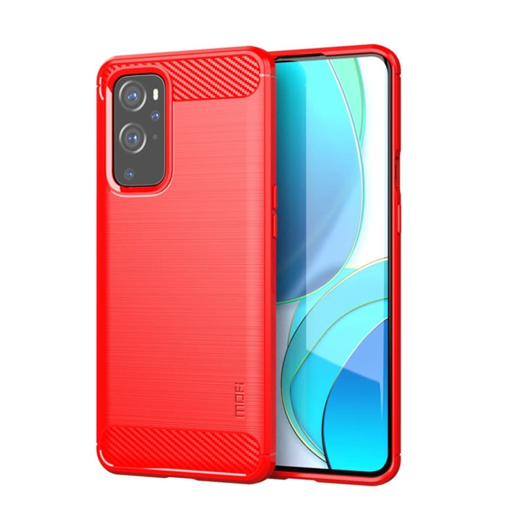 For OnePlus 9 Pro MOFI Gentleness Series Brushed Texture Carbon Fiber Soft TPU Case(Red) - OnePlus Cases by MOFI | Online Shopping UK | buy2fix