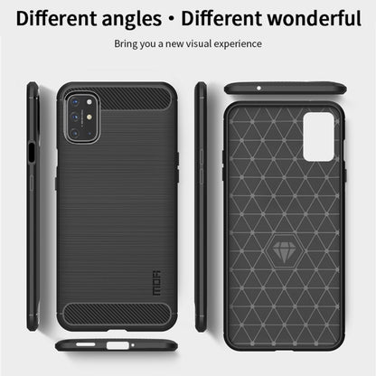 For OnePlus 8T MOFI Gentleness Series Brushed Texture Carbon Fiber Soft TPU Case(Blue) - OnePlus Cases by MOFI | Online Shopping UK | buy2fix