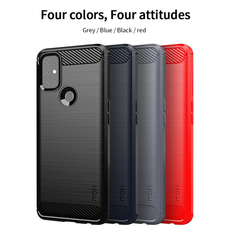For OnePlus Nord N10 5G MOFI Gentleness Series Brushed Texture Carbon Fiber Soft TPU Case(Grey) - OnePlus Cases by MOFI | Online Shopping UK | buy2fix