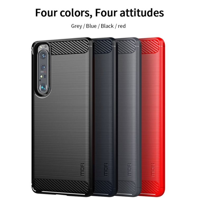 For Sony Xperia 1 lll MOFI Gentleness Series Brushed Texture Carbon Fiber Soft TPU Case(Red) - Sony Cases by MOFI | Online Shopping UK | buy2fix