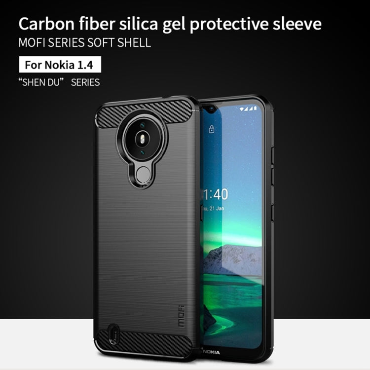 For Nokia 1.4 MOFI Gentleness Series Brushed Texture Carbon Fiber Soft TPU Case(Black) - Nokia Cases by MOFI | Online Shopping UK | buy2fix