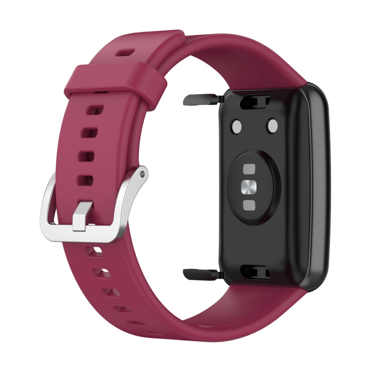 For Huawei Watch Fit TIA-B09 Silicone Watch Band(wine red) - Watch Bands by buy2fix | Online Shopping UK | buy2fix