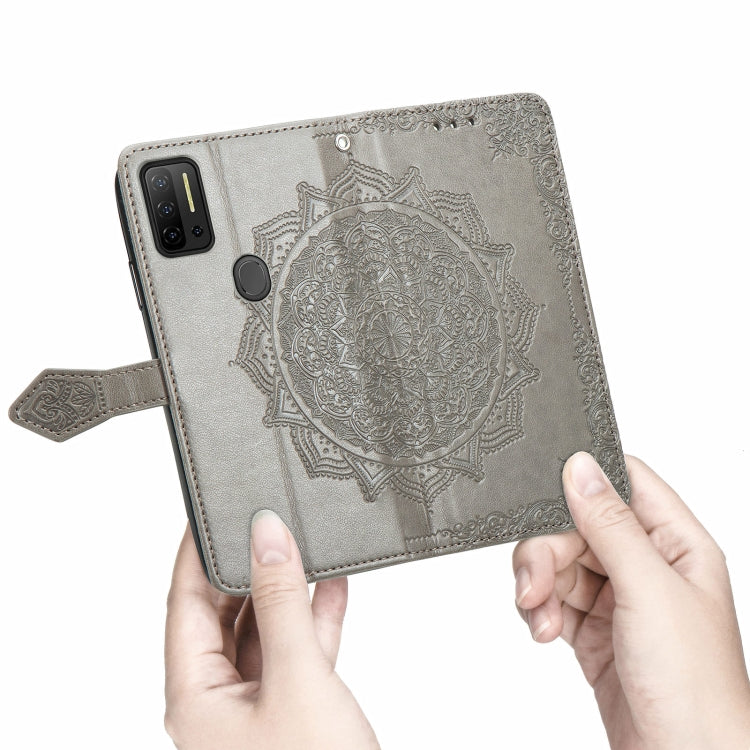 For Ulefone Note 11 Plus Mandala Flower Embossed Horizontal Flip Leather Case with Bracket / Card Slot / Wallet / Lanyard(Grey) - Ulefone Cases by buy2fix | Online Shopping UK | buy2fix