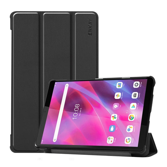 For Lenovo Tab M8 1/2/3 ENKAY Custer Texture Horizontal Flip PU+PC Leather Case with Three-folding Holder(Black) - Lenovo by ENKAY | Online Shopping UK | buy2fix