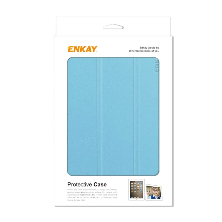 For iPad mini 2024 / mini 6 ENKAY Custer Texture Horizontal Flip PU+TPU Leather Tablet Case with Three-folding Holder & Sleep / Wake-up Function & Pen Holder(Light Blue) - iPad mini 6 Cases by ENKAY | Online Shopping UK | buy2fix