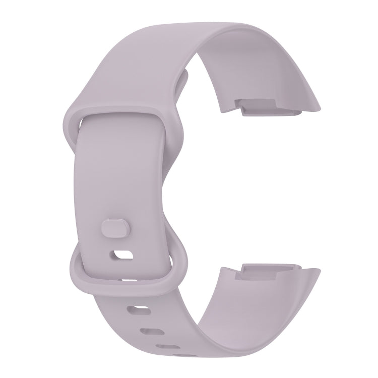 For Fitbit Charge 5 Monochromatic Silicone Watch Band, Size：Large Size(Lavender purple) - Watch Bands by buy2fix | Online Shopping UK | buy2fix