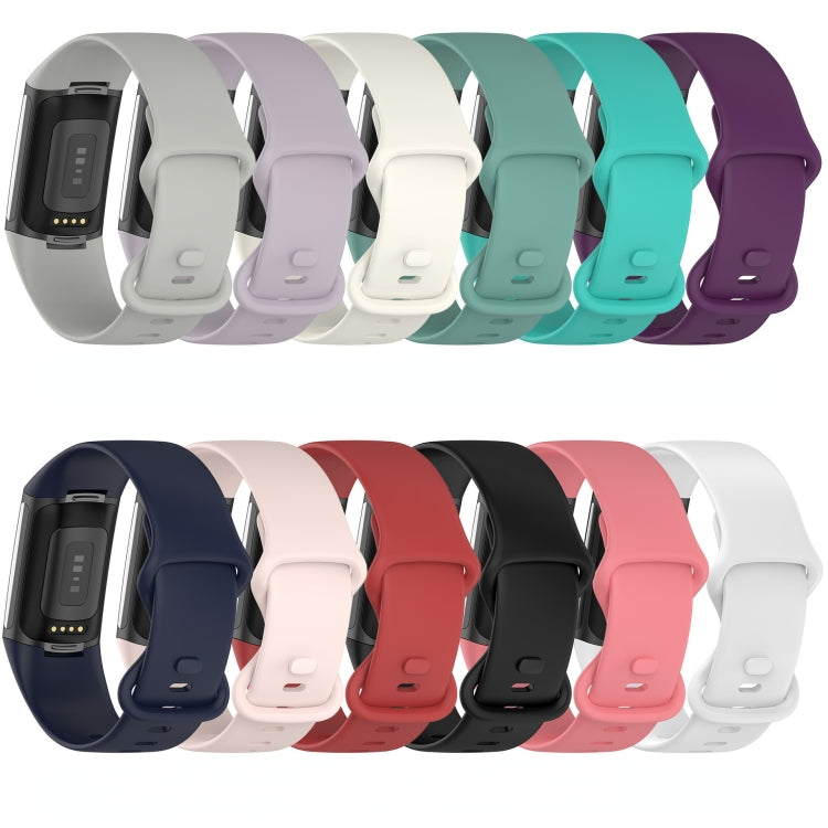 For Fitbit Charge 5 Monochromatic Silicone Watch Band, Size: Small Size(Lavender purple) - Watch Bands by buy2fix | Online Shopping UK | buy2fix