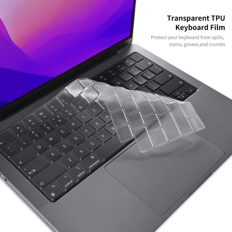 ENKAY Hat-Prince 3 in 1 Crystal Laptop Protective Case + TPU Keyboard Film + Anti-dust Plugs Set for MacBook Pro 16.2 inch A2485 2021/A2880 2023, Version:EU Version(Purple) - MacBook Pro Cases by ENKAY | Online Shopping UK | buy2fix