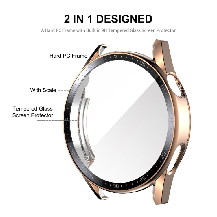 For Huawei Watch GT 3 46mm ENKAY PC Frame + Tempered Glass Protector Case With Scale(Pink) - Watch Cases by ENKAY | Online Shopping UK | buy2fix