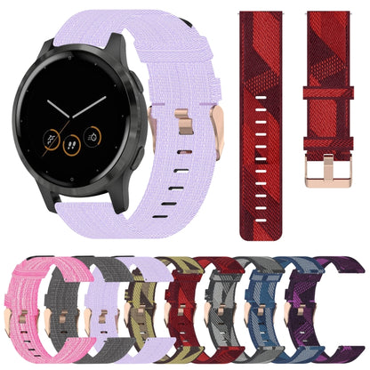 For Garmin Vivoactive 4S 18mm Nylon Woven Watch Band(Light Purple) - Watch Bands by buy2fix | Online Shopping UK | buy2fix