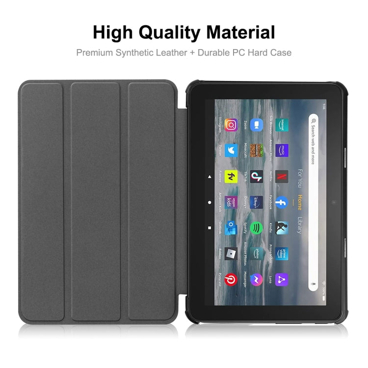 For Amazon Fire 7 12th 2022 ENKAY Smart Leather Tablet Case(Black) - Amazon by ENKAY | Online Shopping UK | buy2fix