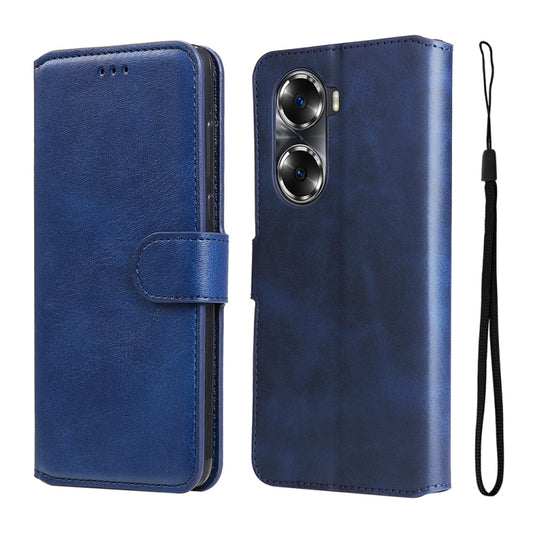 For Honor 60 JUNSUNMAY Calf Texture Leather Phone Case(Blue) - Honor Cases by JUNSUNMAY | Online Shopping UK | buy2fix