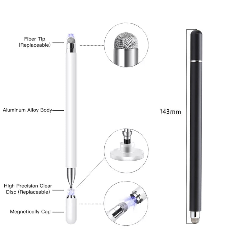 AT-30 2-in-1 Silicone Sucker + Conductive Cloth Head Handwriting Touch Screen Pen Mobile Phone Passive Capacitive Pen with 1 Pen Head(Black) - Stylus Pen by buy2fix | Online Shopping UK | buy2fix