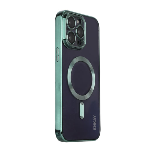For iPhone 13 Pro ENKAY Electroplated MagSafe Shockproof TPU Phone Case with Lens Film(Green) - iPhone 13 Pro Cases by ENKAY | Online Shopping UK | buy2fix