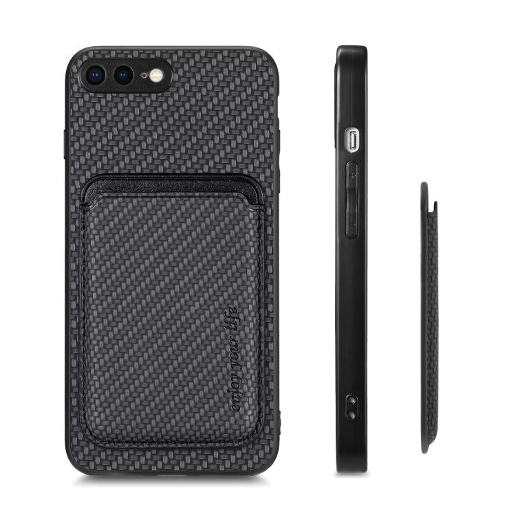 For iPhone 7 Plus / 8 Plus Carbon Fiber Leather Card Magsafe Magnetic Phone Case(Black) - More iPhone Cases by buy2fix | Online Shopping UK | buy2fix