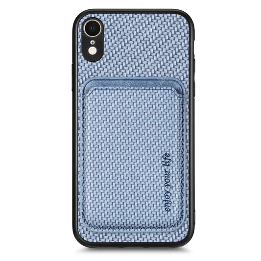 For iPhone  XR Carbon Fiber Leather Card Magsafe Magnetic Phone Case(Blue) - More iPhone Cases by buy2fix | Online Shopping UK | buy2fix