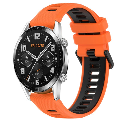 For Huawei GT2 46mm 22mm Sports Two-Color Silicone Watch Band(Orange+Black) - Watch Bands by buy2fix | Online Shopping UK | buy2fix