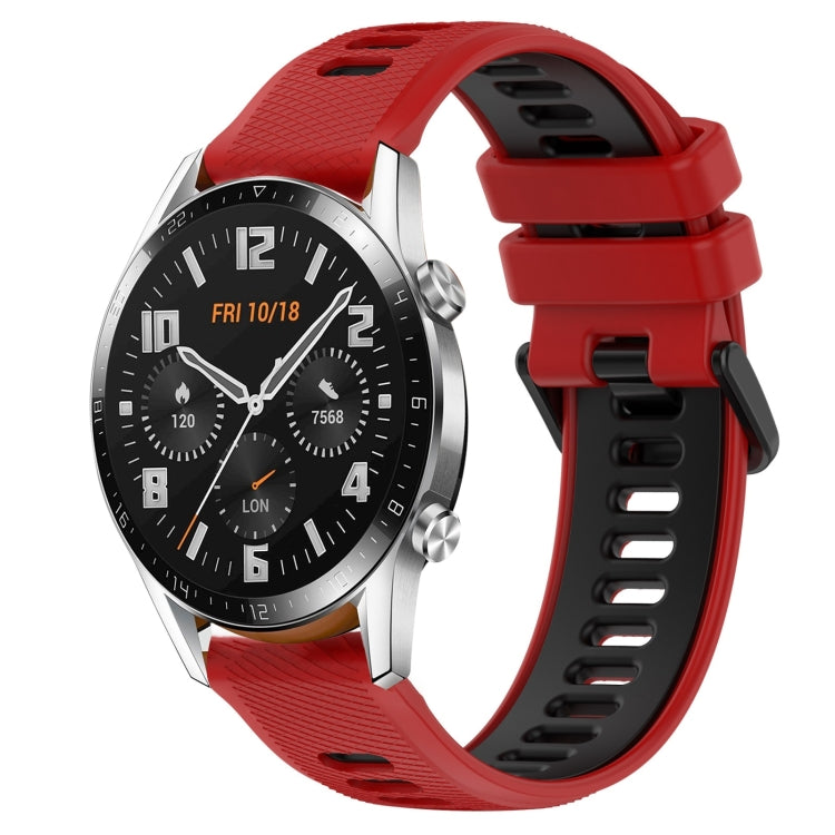 For Huawei GT2 46mm 22mm Sports Two-Color Silicone Watch Band(Red+Black) - Watch Bands by buy2fix | Online Shopping UK | buy2fix