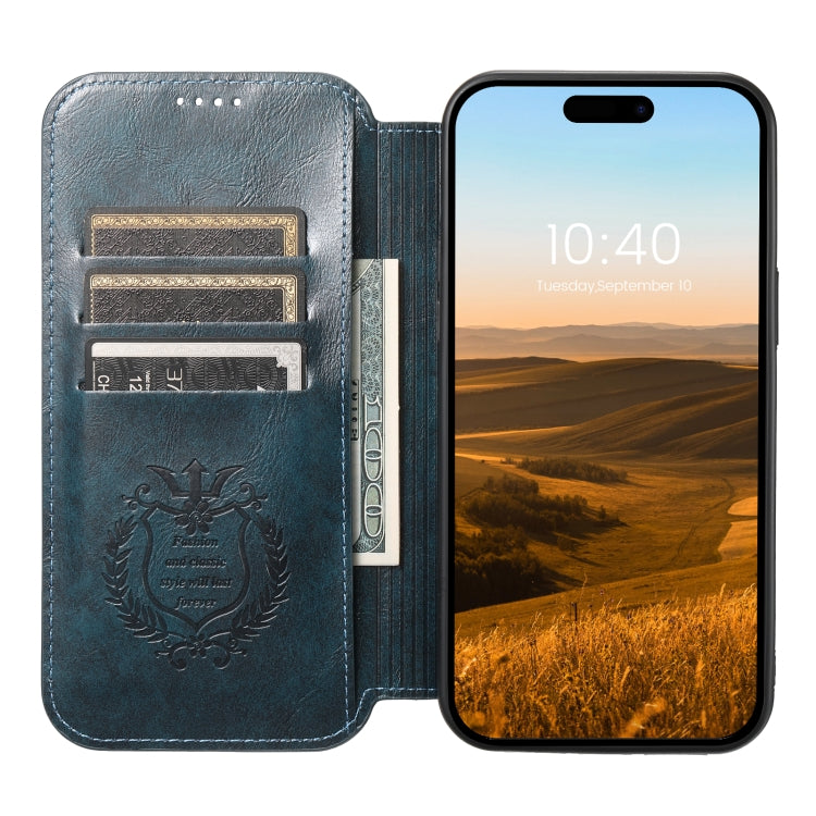For iPhone 13 Suteni J05 Leather Magnetic Magsafe Phone Case(Blue) - iPhone 13 Cases by Suteni | Online Shopping UK | buy2fix