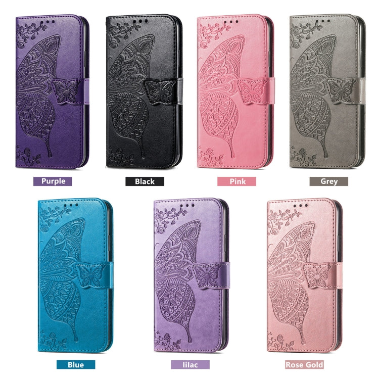 For OPPO Reno8 T 4G Butterfly Love Flower Embossed Leather Phone Case(Rose Gold) - OPPO Cases by buy2fix | Online Shopping UK | buy2fix