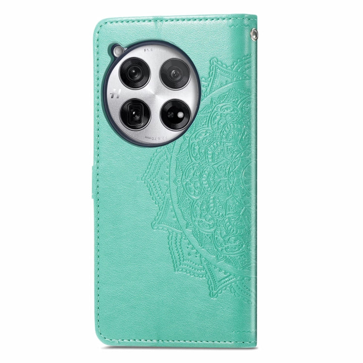 For OnePlus 12 Mandala Flower Embossed Leather Phone Case(Green) - OnePlus Cases by buy2fix | Online Shopping UK | buy2fix