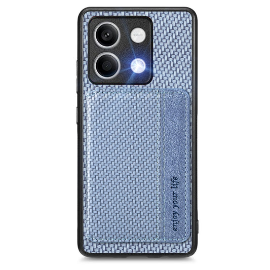 for Redmi Note 13 4G Carbon Fiber Magnetic Card Bag Phone Case(Blue) - Note 13 Cases by buy2fix | Online Shopping UK | buy2fix