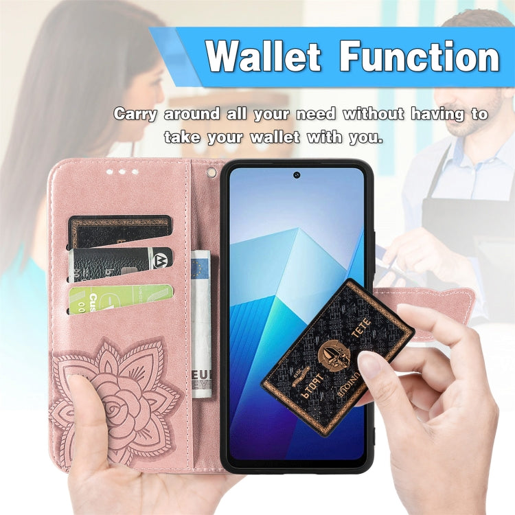 For vivo X100 Butterfly Love Flower Embossed Leather Phone Case(Rose Gold) - X100 Cases by imak | Online Shopping UK | buy2fix