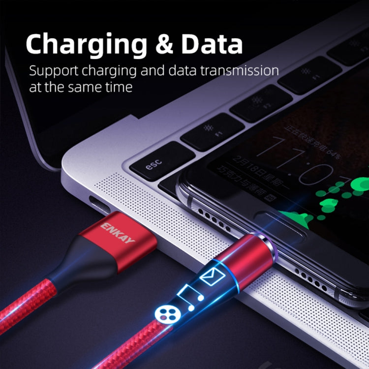 ENKAY 2 in 1 5A USB to Type-C + 8 Pin Magnetic Fast Charging Data Cable with LED Light, Length: 1m(Red) - Charging Cable & Head by ENKAY | Online Shopping UK | buy2fix