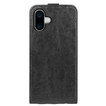 For iPhone 16 Plus R64 Texture Single Vertical Flip Leather Phone Case(Black) - iPhone 16 Plus Cases by buy2fix | Online Shopping UK | buy2fix