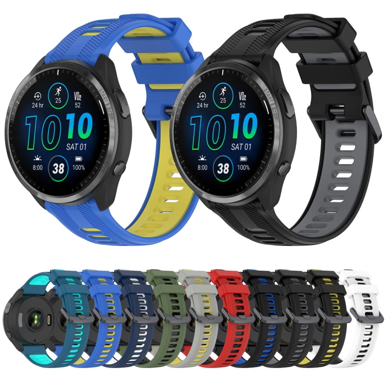 For Garmin Fenix 5 Plus Sports Two-Color Silicone Watch Band(Blue+Teal) - Watch Bands by buy2fix | Online Shopping UK | buy2fix