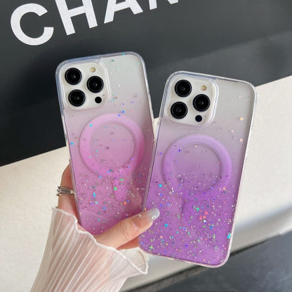 For iPhone 11 MagSafe Glitter Hybrid Clear TPU Phone Case(Pink) - iPhone 11 Cases by buy2fix | Online Shopping UK | buy2fix