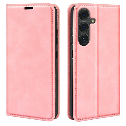 For Samsung Galaxy S25+ 5G Retro-skin Magnetic Suction Leather Phone Case(Pink) - Galaxy S25+ 5G Cases by buy2fix | Online Shopping UK | buy2fix