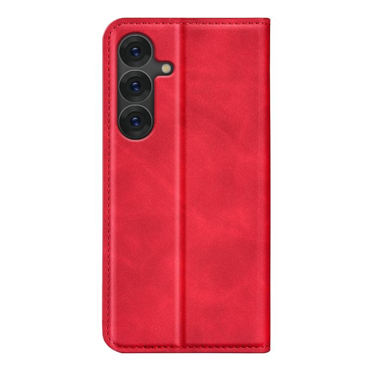 For Samsung Galaxy S25+ 5G Retro-skin Magnetic Suction Leather Phone Case(Red) - Galaxy S25+ 5G Cases by buy2fix | Online Shopping UK | buy2fix