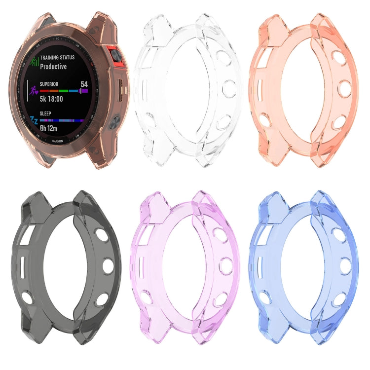 For Garmin Fenix 7S Pro Half-Package TPU Watch Protective Case(Transparent Blue) - Watch Cases by buy2fix | Online Shopping UK | buy2fix