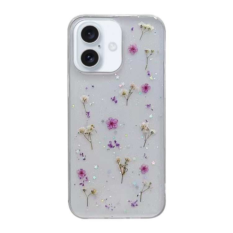 For iPhone 16 Plus Gypsophila Flowers Pattern TPU Protective Phone Case(Purple) - iPhone 16 Plus Cases by buy2fix | Online Shopping UK | buy2fix