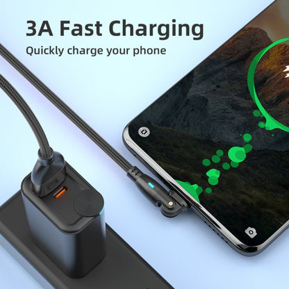 ENKAY 180 Degrees Rotating USB to Type-C 3A Fast Charging Data Cable with LED Light, Length:2m(Black) - USB-C & Type-C Cable by ENKAY | Online Shopping UK | buy2fix